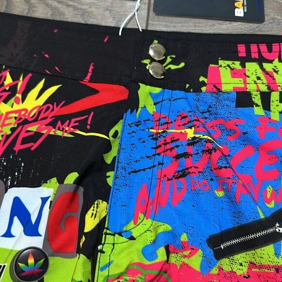 Bang Miami‎ 2.5” Graffiti Lined Multicolor Swim Trunks Board Shorts Size Small - Picture 5 of 13